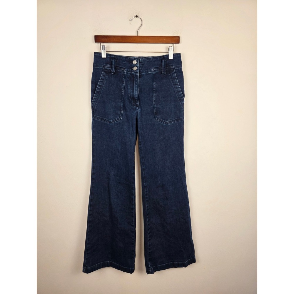 Maeve Anthropologie Naomi High Rise Wide Leg Jeans Dark Wash Indigo Blue Size 27